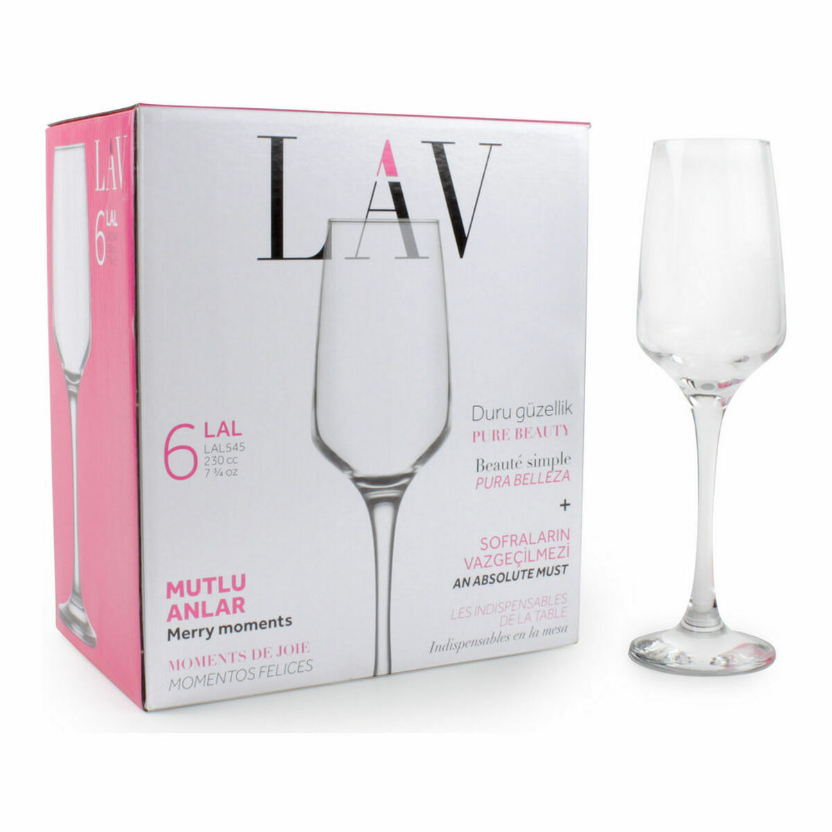 Champagnergläser-Set LAV Lal – 6 Stück, 230 ml, transparent