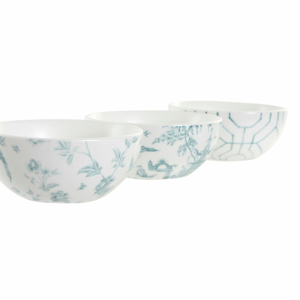 Appetizer-Set DKD Home Decor – Servierset aus Porzellan & Akazienholz in Weiß-Navy-Blau