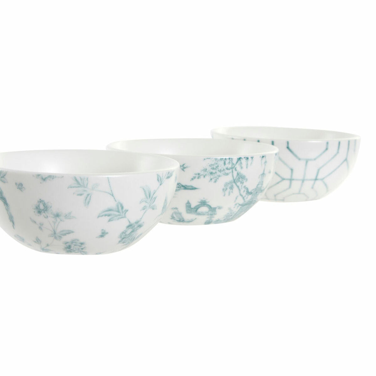 Appetizer-Set DKD Home Decor – Servierset aus Porzellan & Akazienholz in Weiß-Navy-Blau