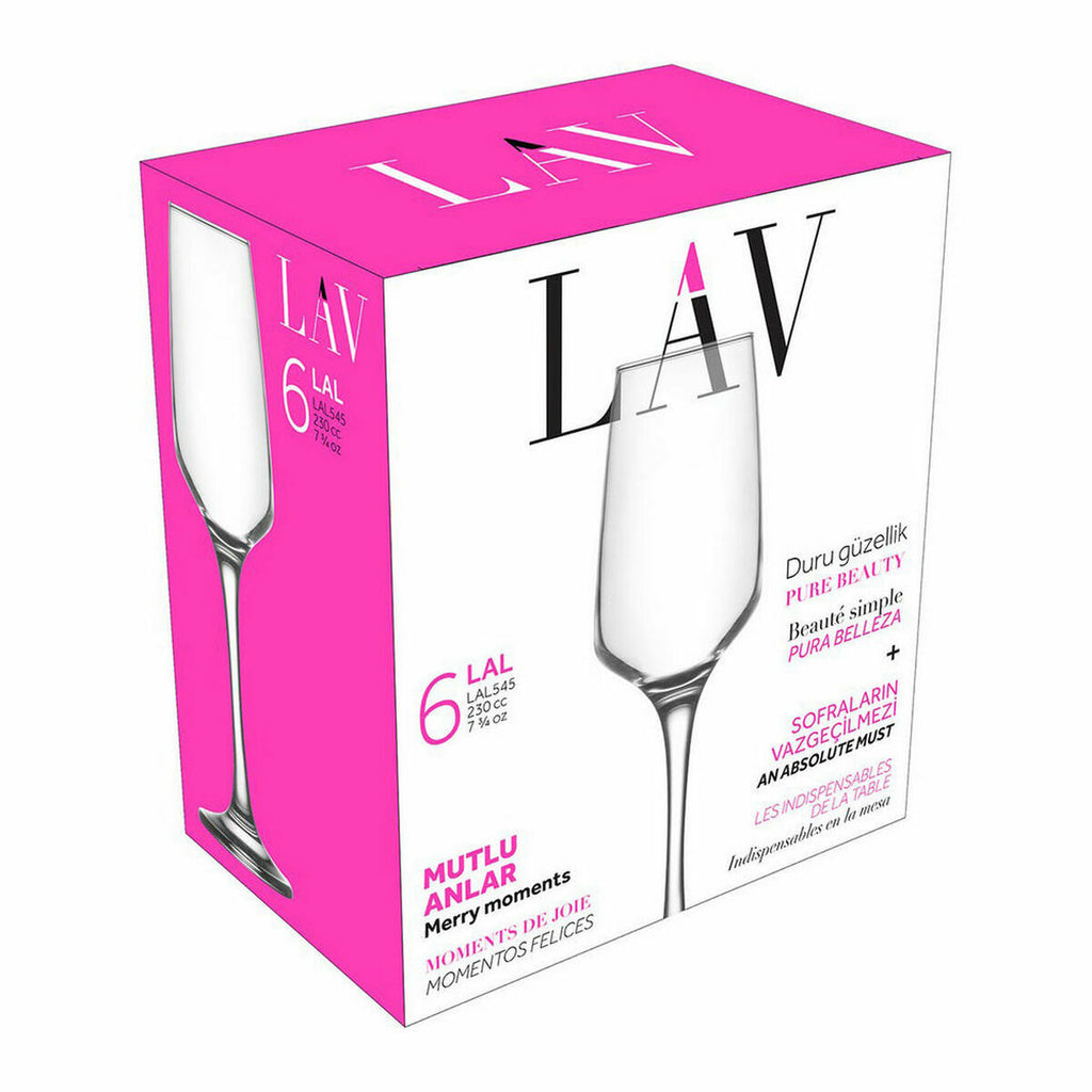 Champagnergläser-Set LAV Lal – 6 Stück, 230 ml, transparent
